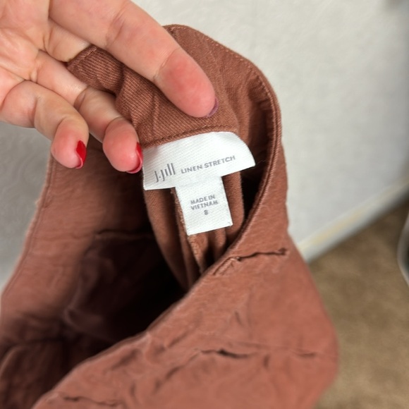J Jill Linen Stretch Terracota Rust Brown Red Earthy Cropped Ankle Pants 8 - Picture 8 of 9
